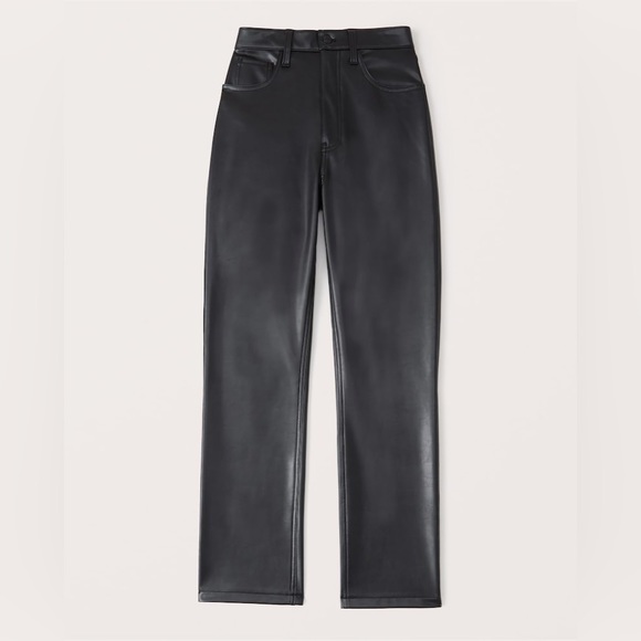 Abercrombie 90s Straight Ultra High Rise Vegan Leather Pants - Picture 2 of 5